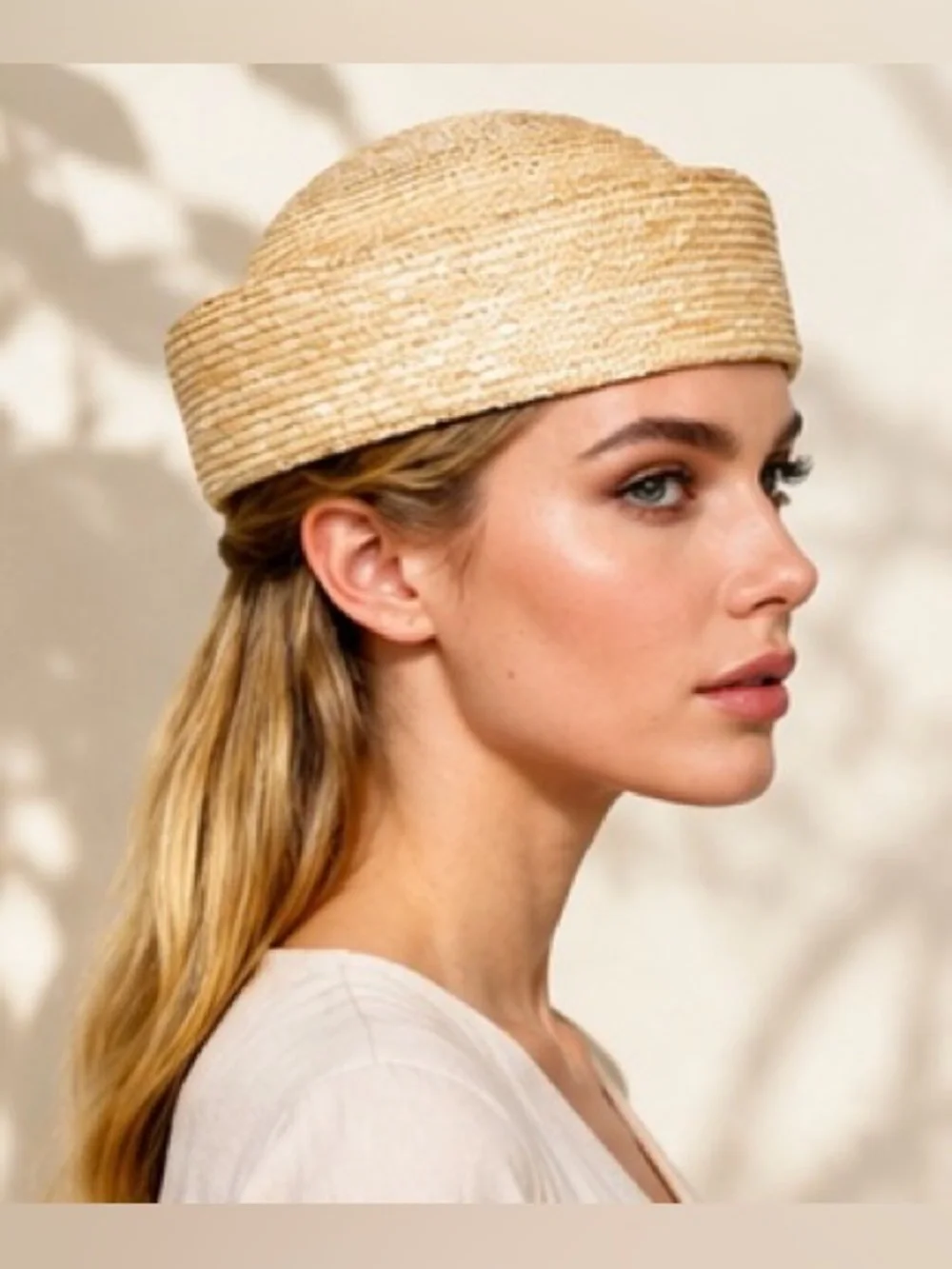 Natural Woven Dome Pillbox Hat | Minimalist Straw Fascinator | Resort & Derby Ha